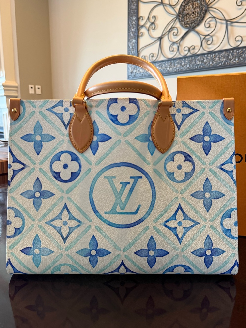 Louis Vuitton Blue & Light Blue Monogram Canvas Tote